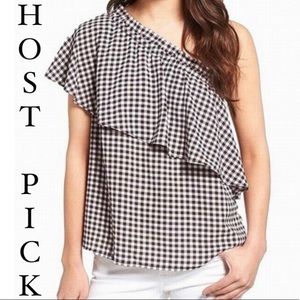BP Gingham One Shoulder Top NWT
